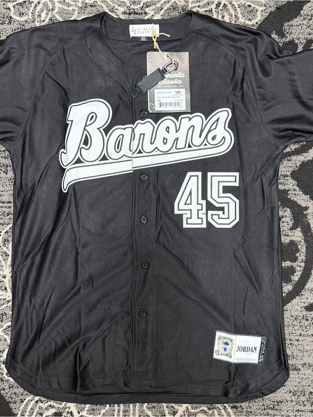 Michael Jordan #45 Barons Black Baseball Jersey - Size XL